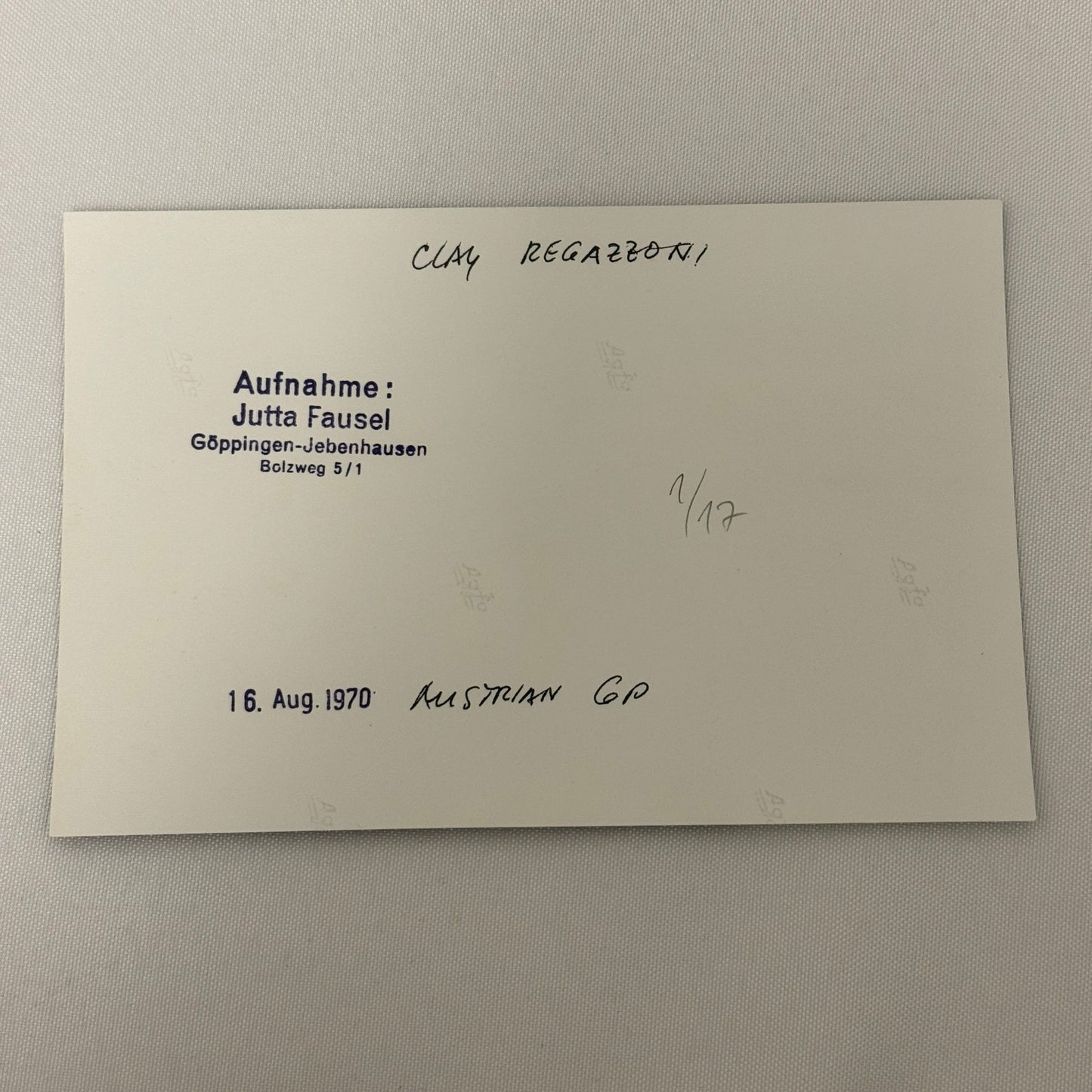 Vintage Racing Photo 1970 Austrian Grand Prix Clay Regazzoni Motorsport