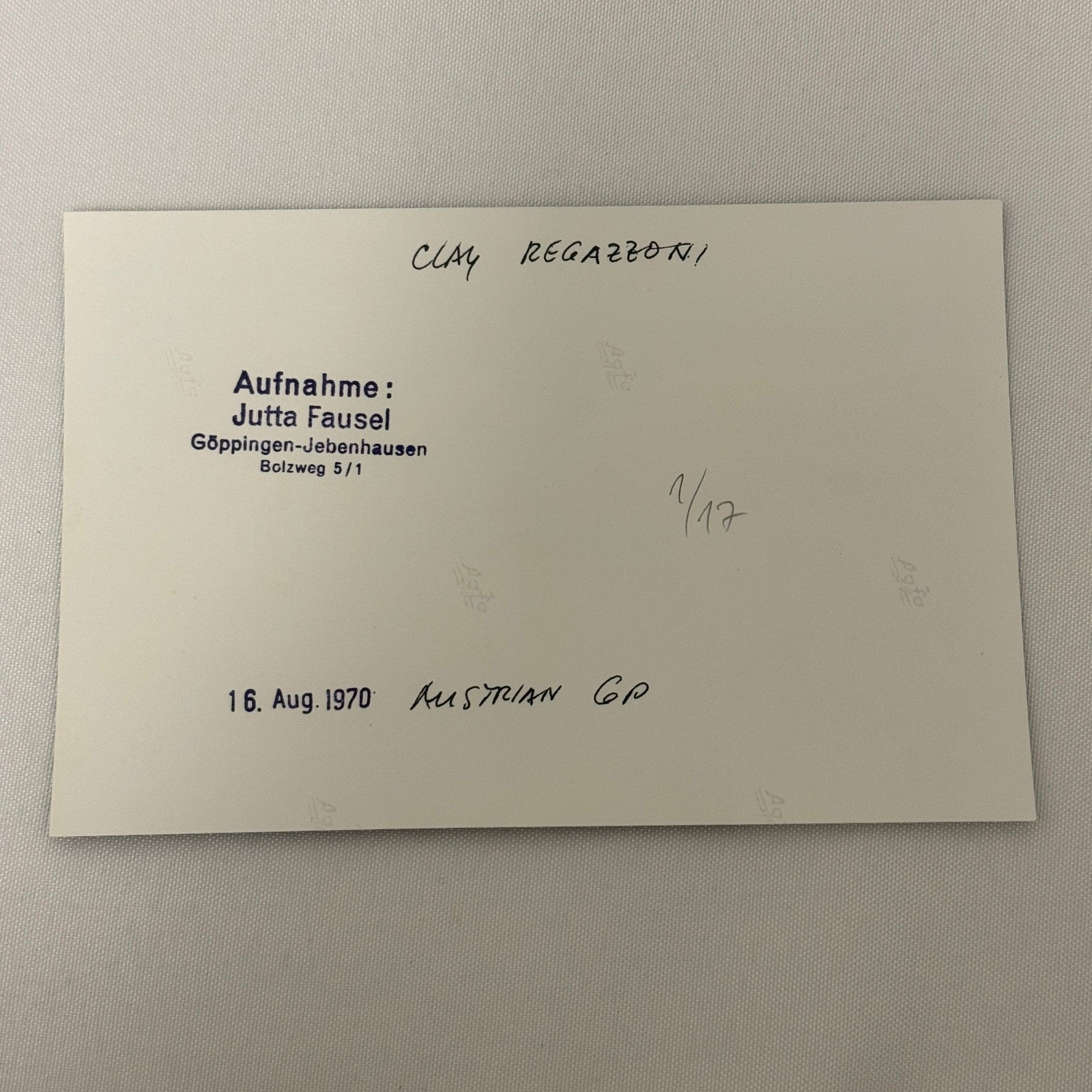 Vintage Racing Photo 1970 Austrian Grand Prix Clay Regazzoni Motorsport