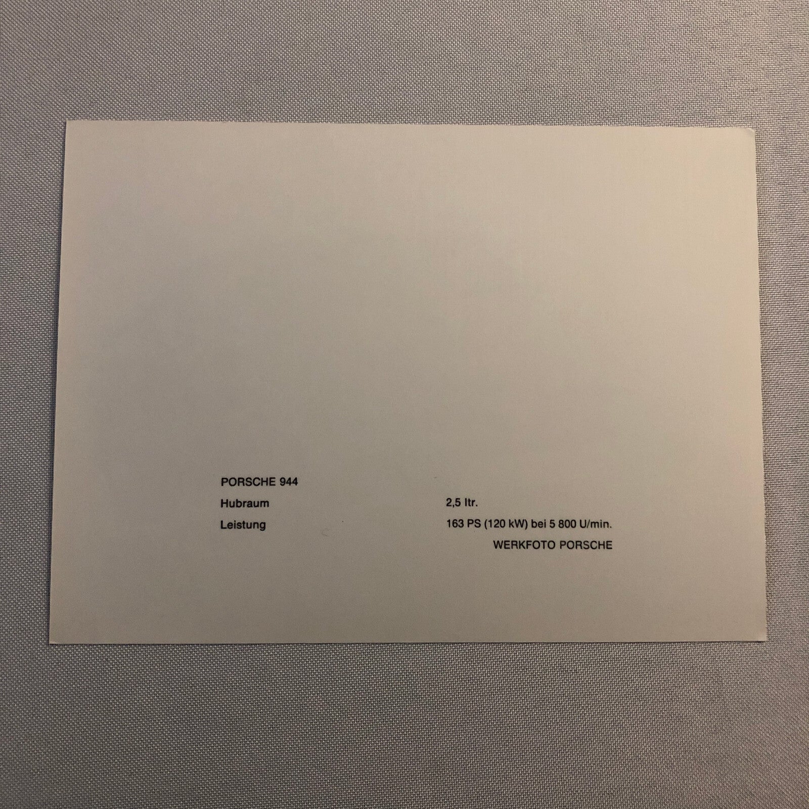 Porsche 944 Factory Press Photo Photograph Werkfoto Print