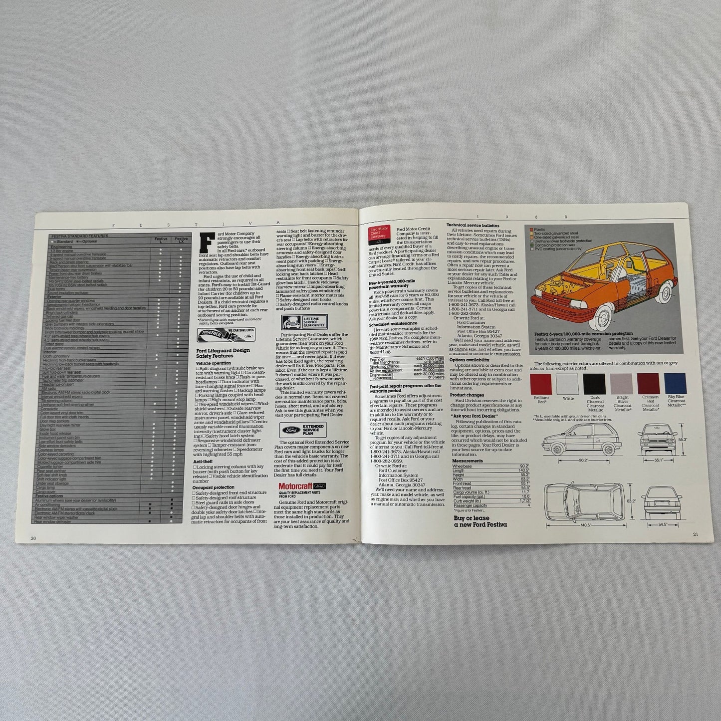 1988 Ford Festiva Car Sales Brochure Catalog Advertising
