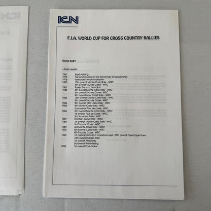 Rothmans Mitsubishi Pajero Rally Rallye Racing Press Kit 1993 FIA Cross Country