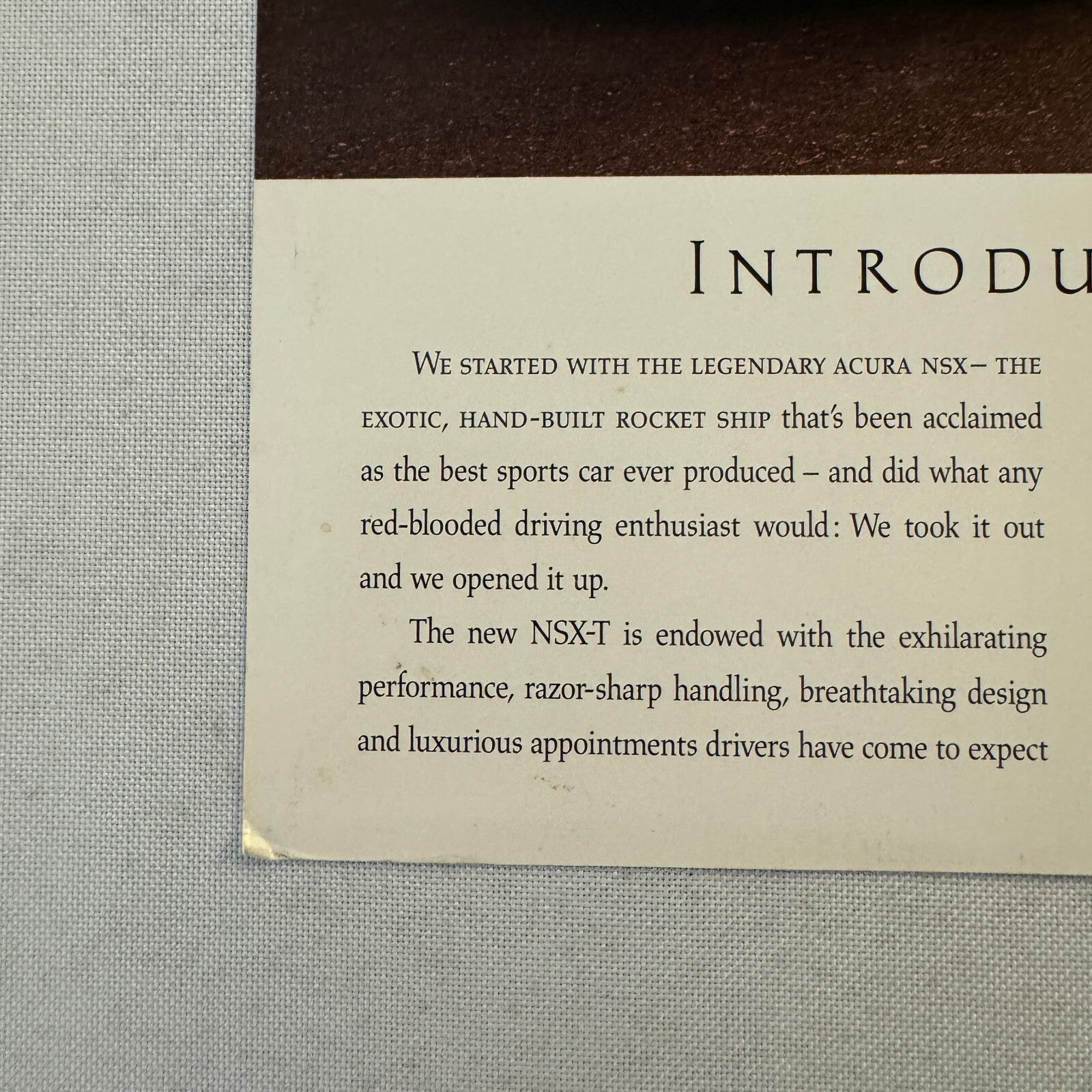 Acura NSX-T Car Sales Sheet Brochure Catalog Advertising Acura NSX T NSXT