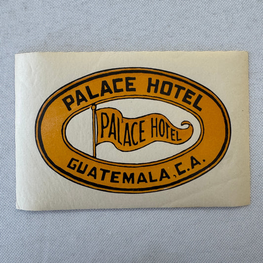 Vintage Hotel Travel Luggage Label Palace Hotel Guatemala CA