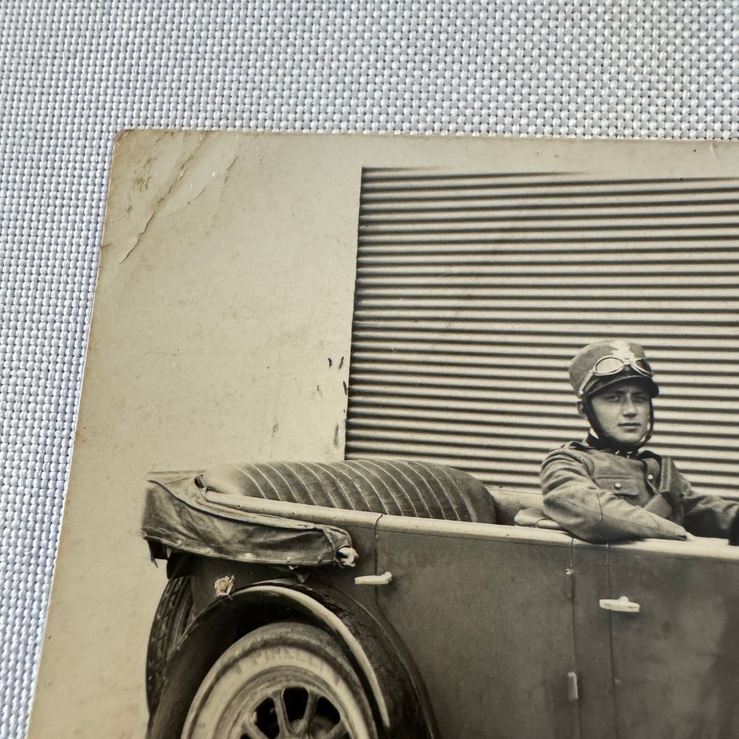 Vintage Italian Real Photo Postcard Post Card RPPC Man in Automobile Car Posted