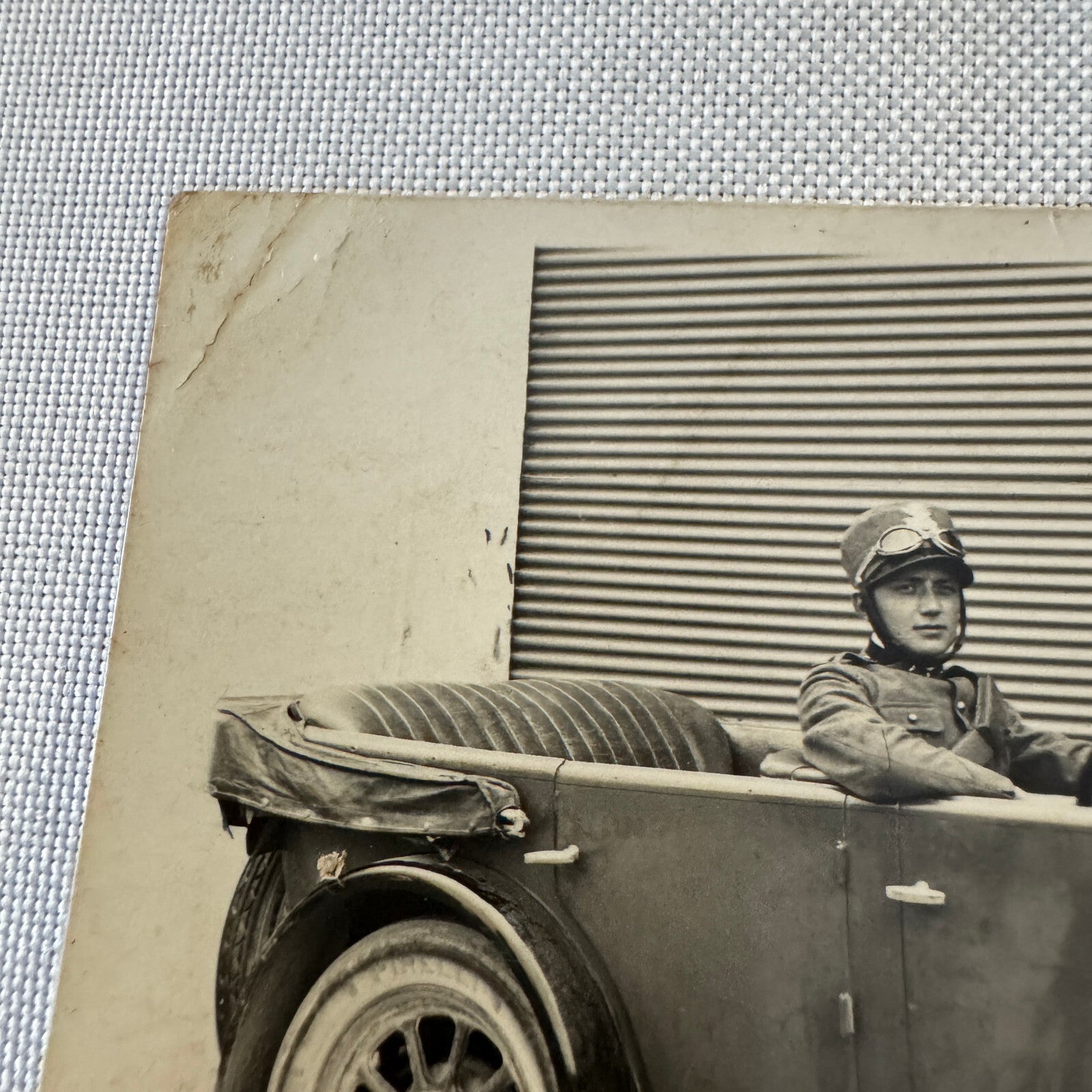 Vintage Italian Real Photo Postcard Post Card RPPC Man in Automobile Car Posted
