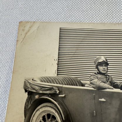 Vintage Italian Real Photo Postcard Post Card RPPC Man in Automobile Car Posted