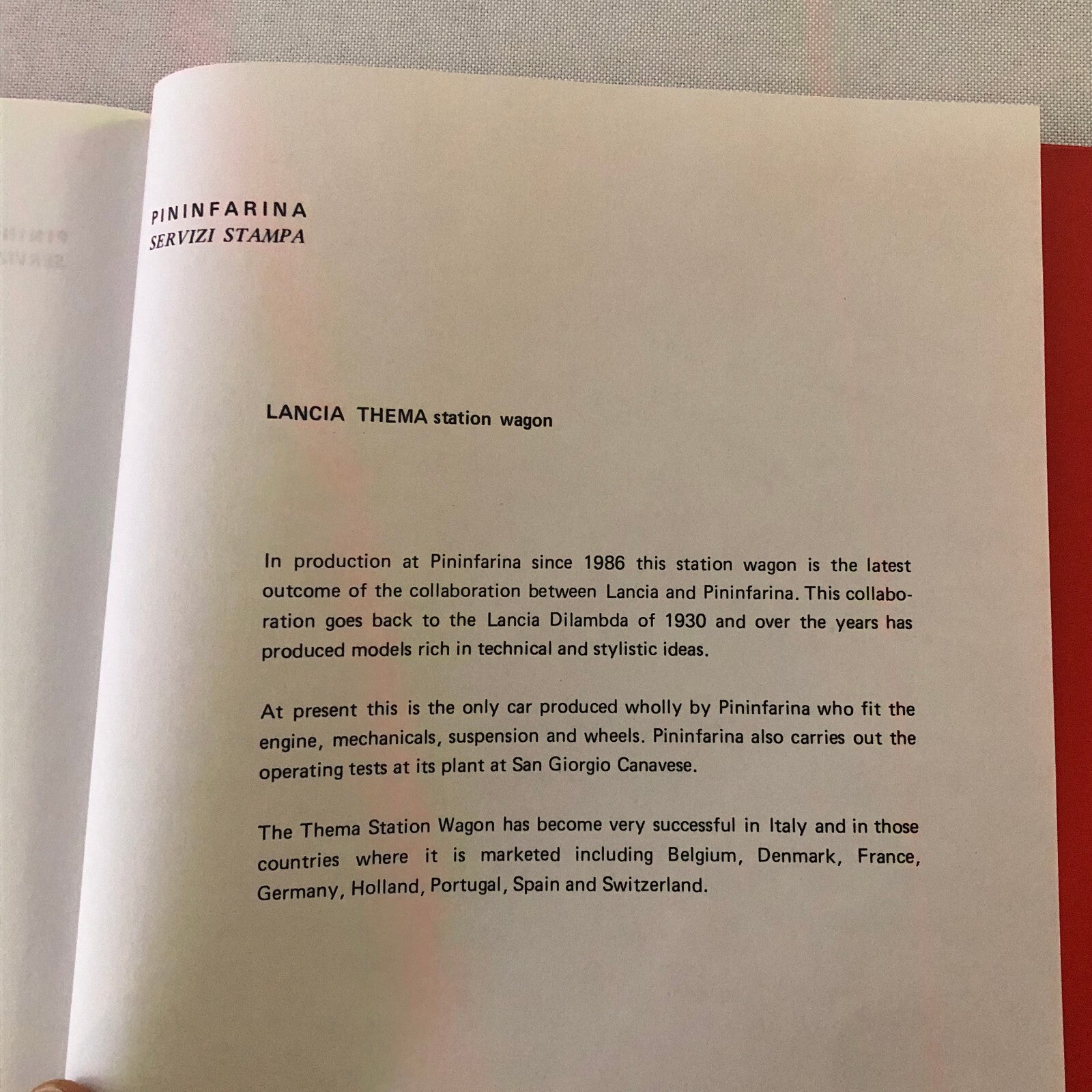 1988 Pininfarina Press Kit Ferrari F40 Lancia Thema Wagon Cadillac Allante