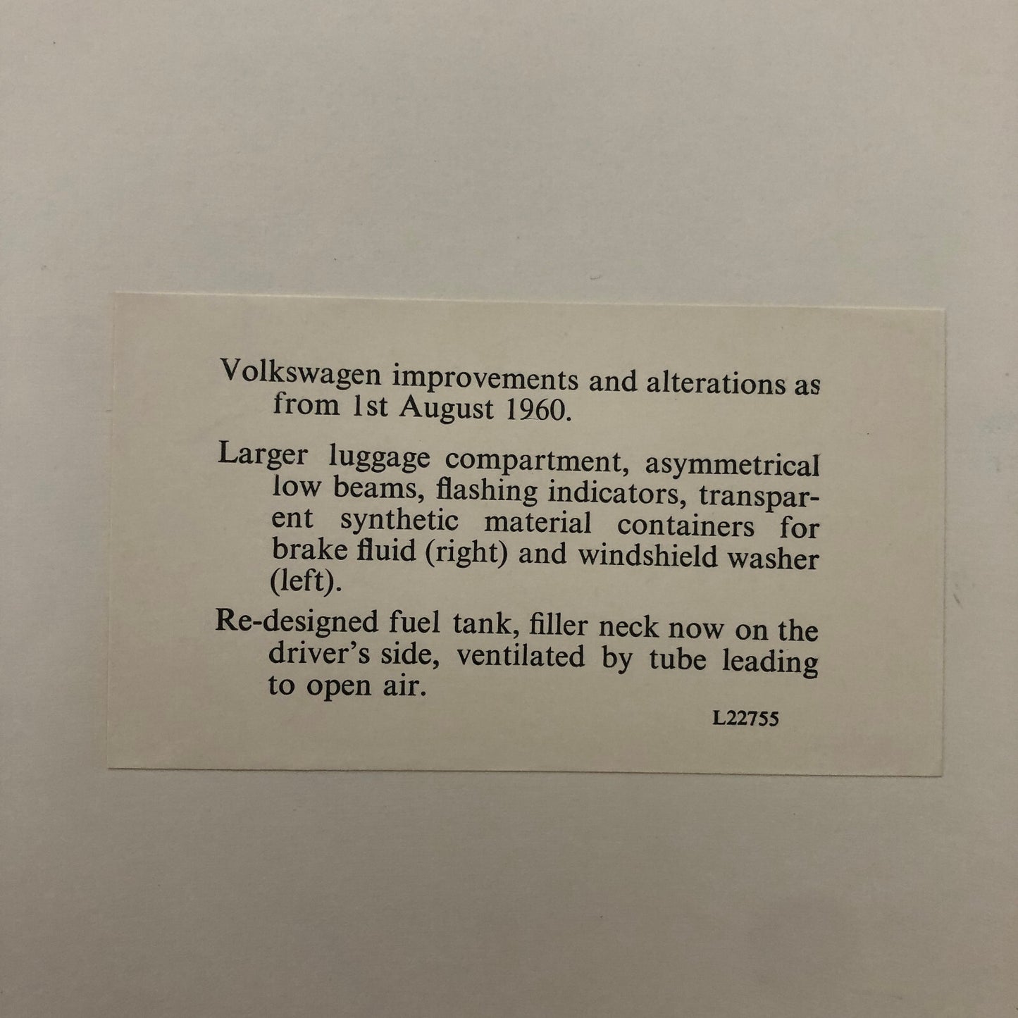 Volkswagen VW Beetle Factory Press Photo Photograph Print