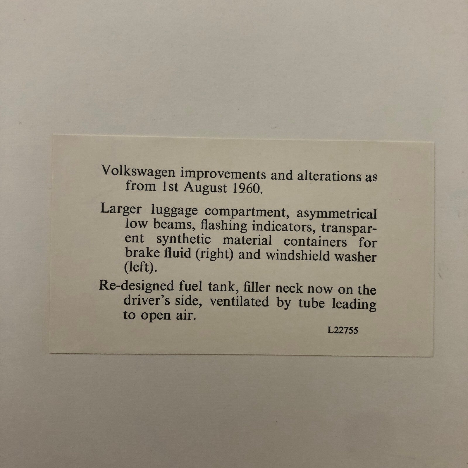 Volkswagen VW Beetle Factory Press Photo Photograph Print