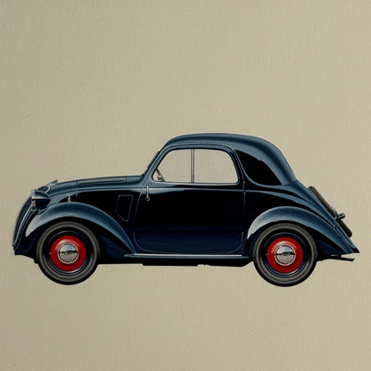 1936 Fiat 500 Topolino Car Illustration Art Drawing Hand Drawn Vintage