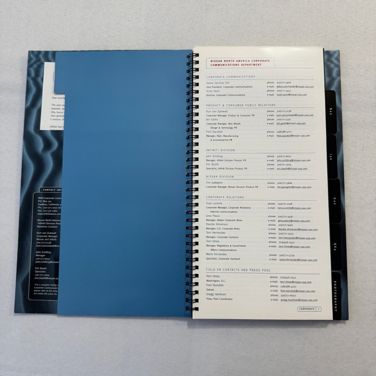 2001 Infiniti Car Press Kit Brochure Q45 I30 G20 QX4 Photo CD 35mm Slides