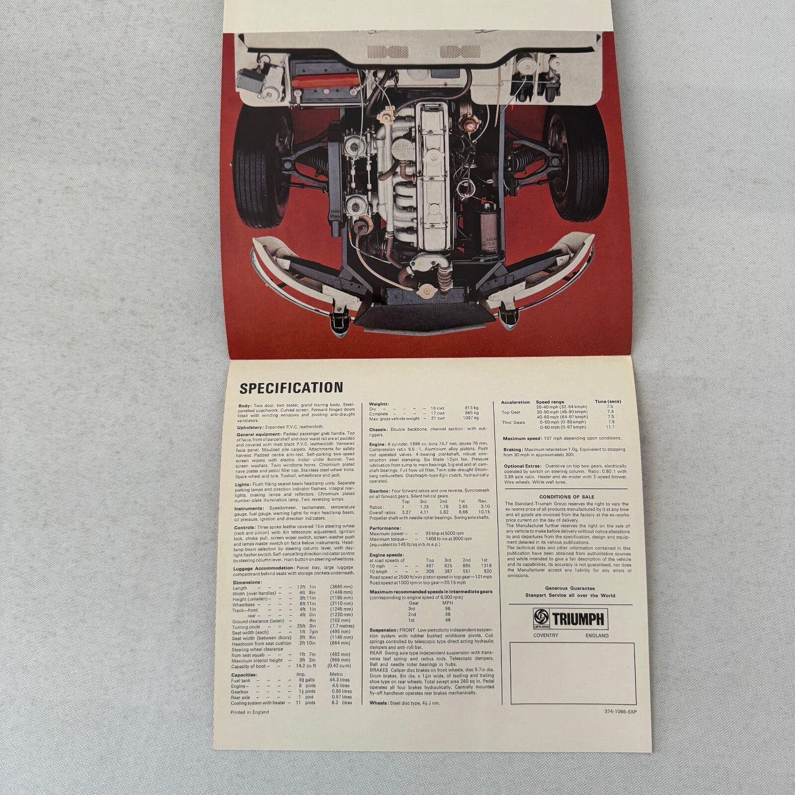 Triumph GT6 Car Sales Brochure Catalog Vintage
