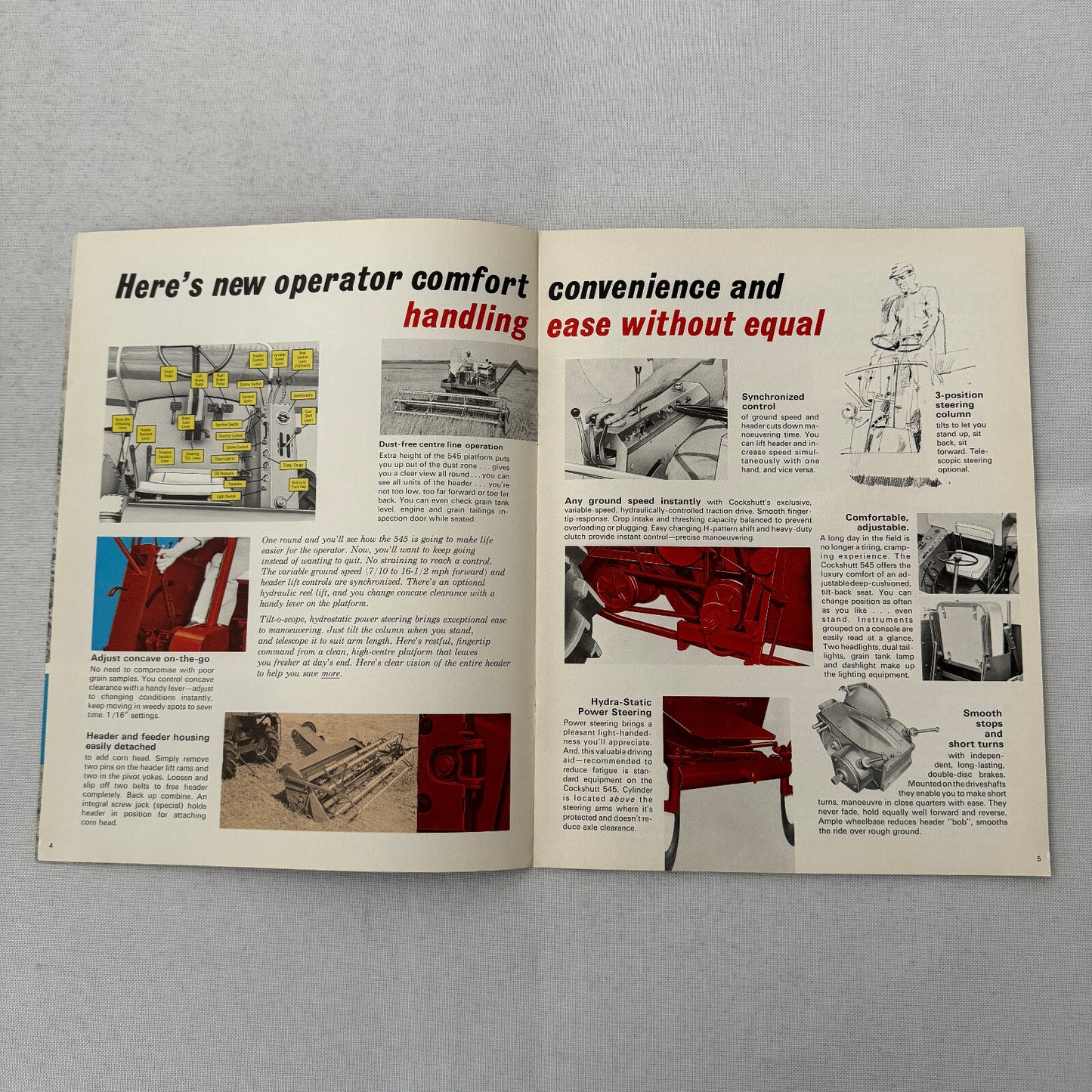 Cockshutt 545 Combine Sales Brochure Catalog Vintage Farm Equipment