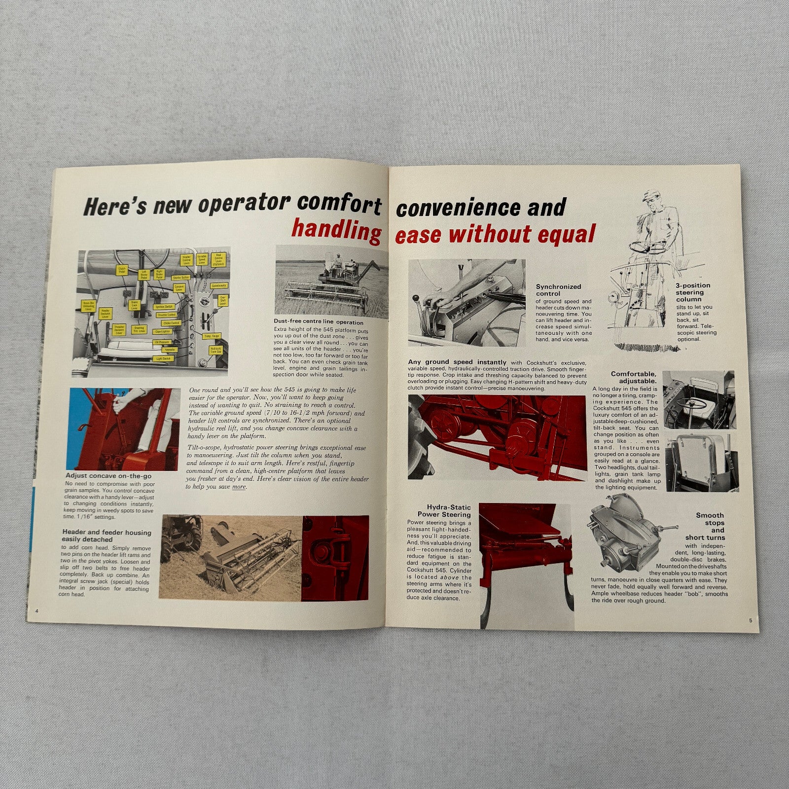 Cockshutt 545 Combine Sales Brochure Catalog Vintage Farm Equipment