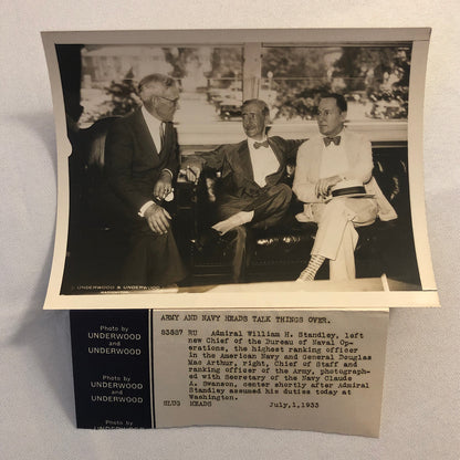 Press Photo Photograph Army Navy Heads Admiral Standley Douglas MacArthur + 1933