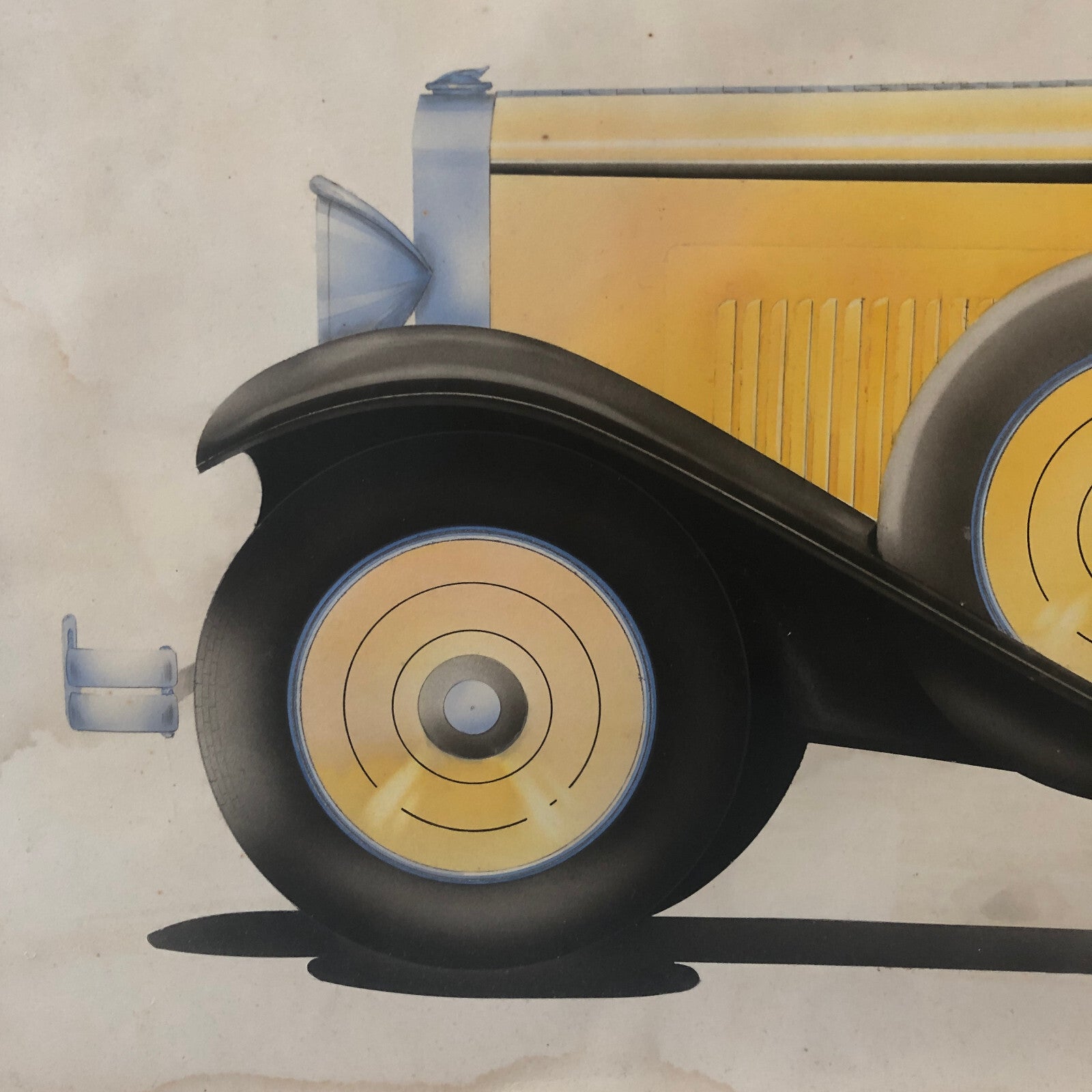 Antique Automobile Car Illustration Art Signed and Dated 1929