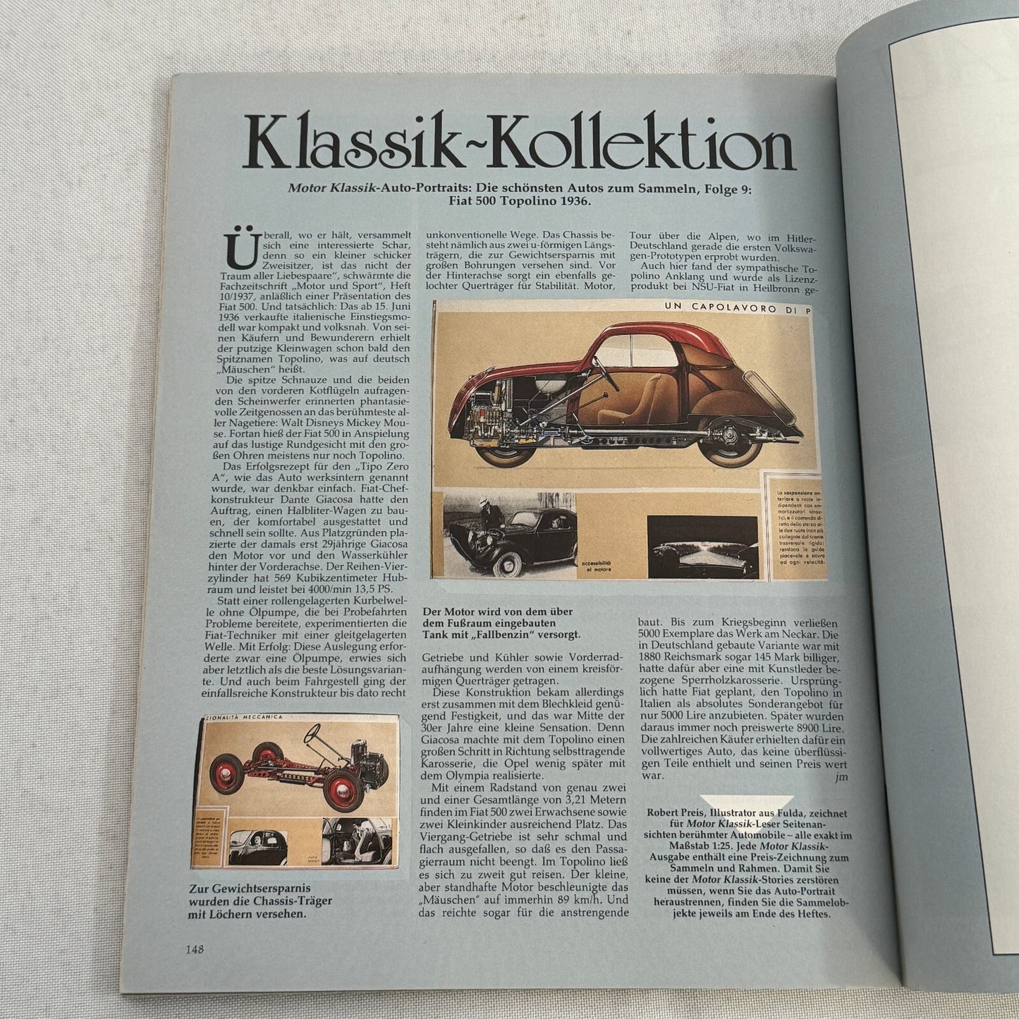 1936 Fiat 500 Topolino Car Illustration Art Drawing Hand Drawn Vintage