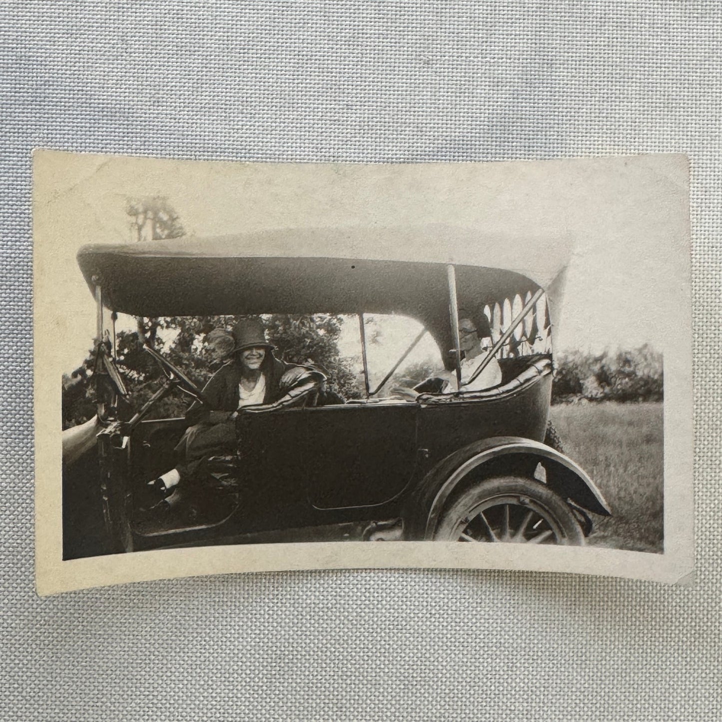 Vintage Car Photo Photograph Print Women with Automobile Snapshot