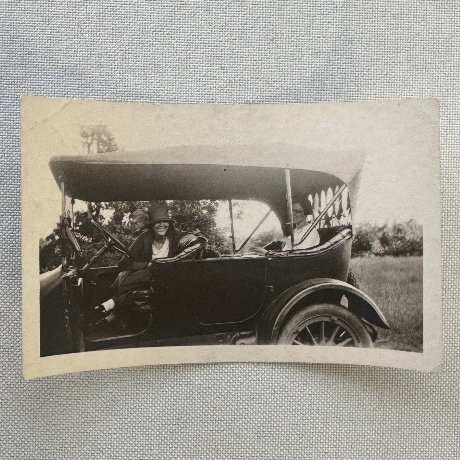 Vintage Car Photo Photograph Print Women with Automobile Snapshot