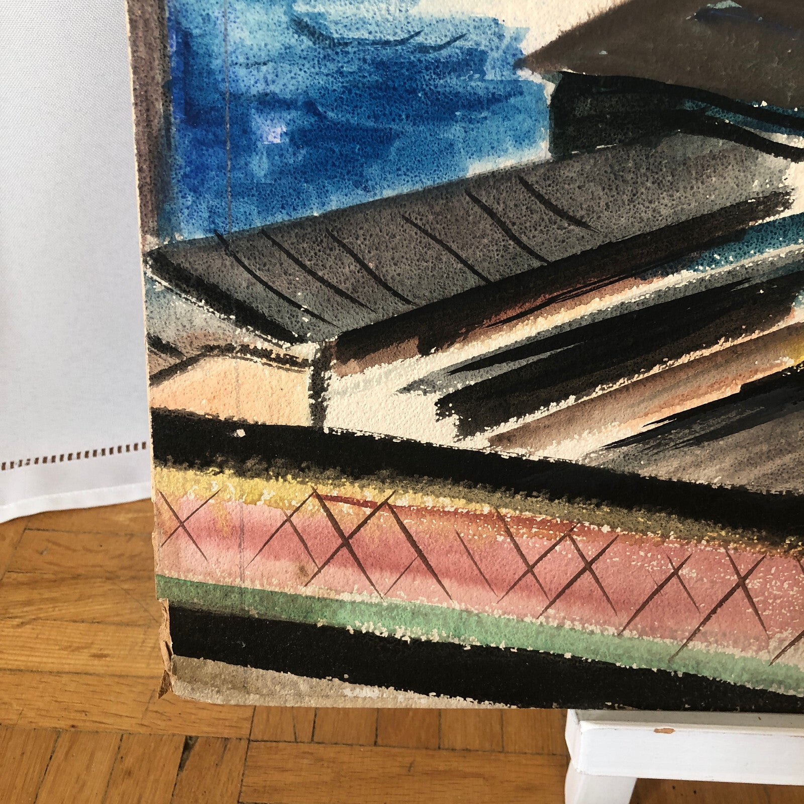 Vintage Painting Art Artwork Artist Arthur E Sudler Water Buildings 1931