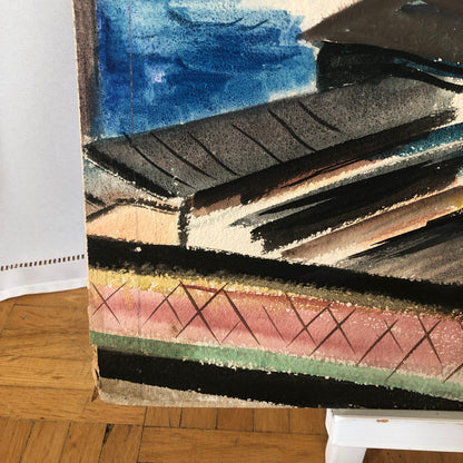 Vintage Painting Art Artwork Artist Arthur E Sudler Water Buildings 1931