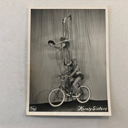 Vintage Circus Photo Bicycle Balancing Act Koraly Sisters Acrobat Photograph