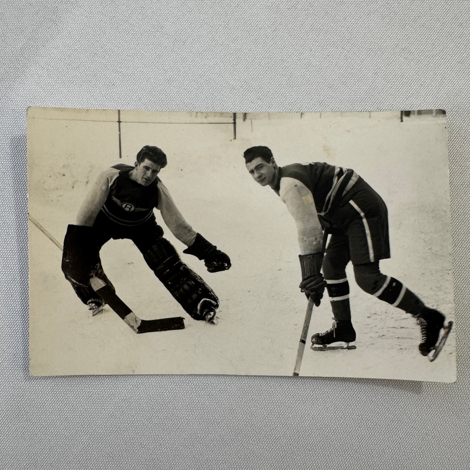 Antique Hockey RPPC Real Photo Postcard Post Card Amateur Team Players Goalie