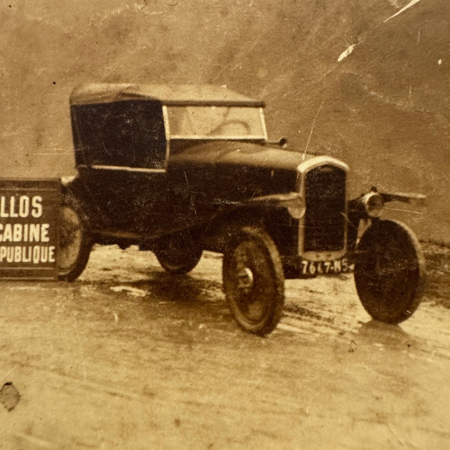 Vintage Photo Photograph Print Man with Early Car Automobile European