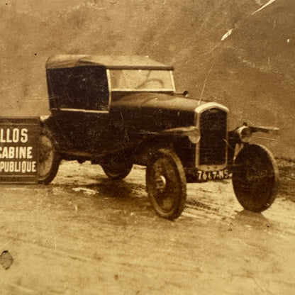 Vintage Photo Photograph Print Man with Early Car Automobile European