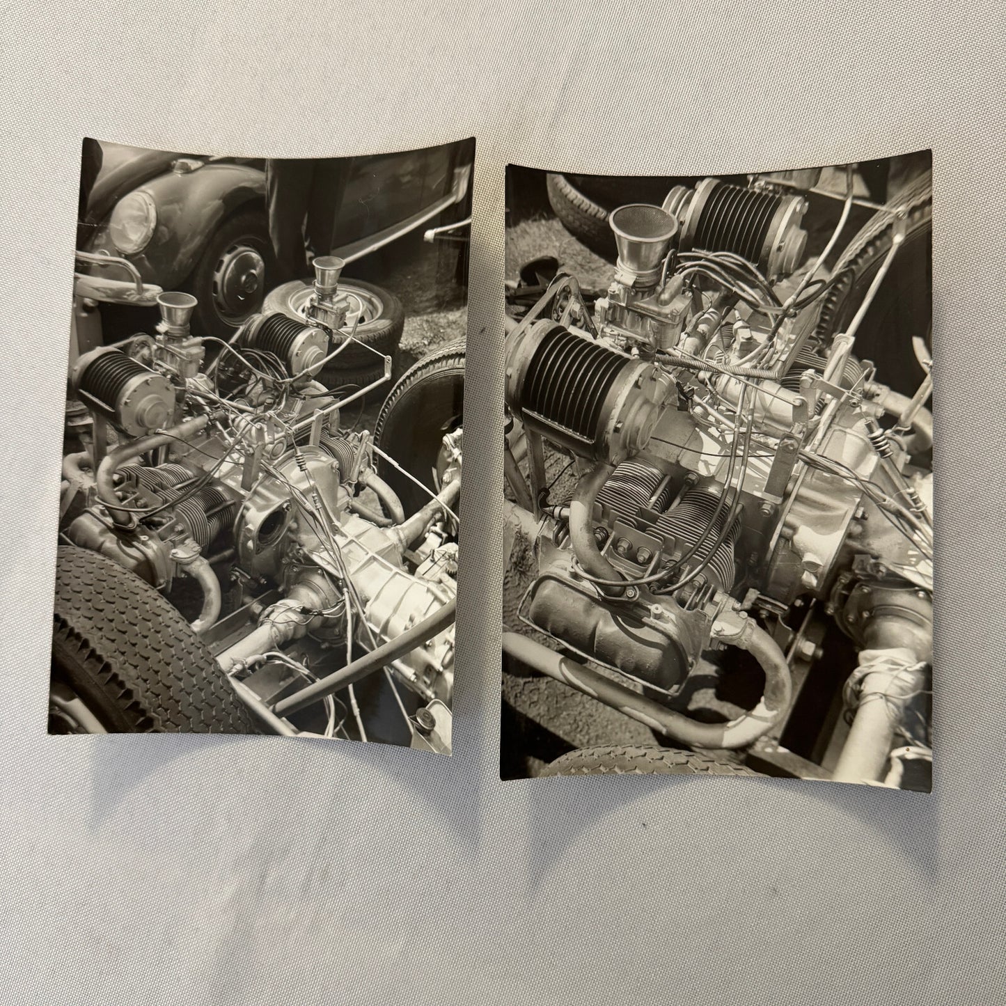 Vintage Racing Car Engine Photo Photograph Print Lot 2x