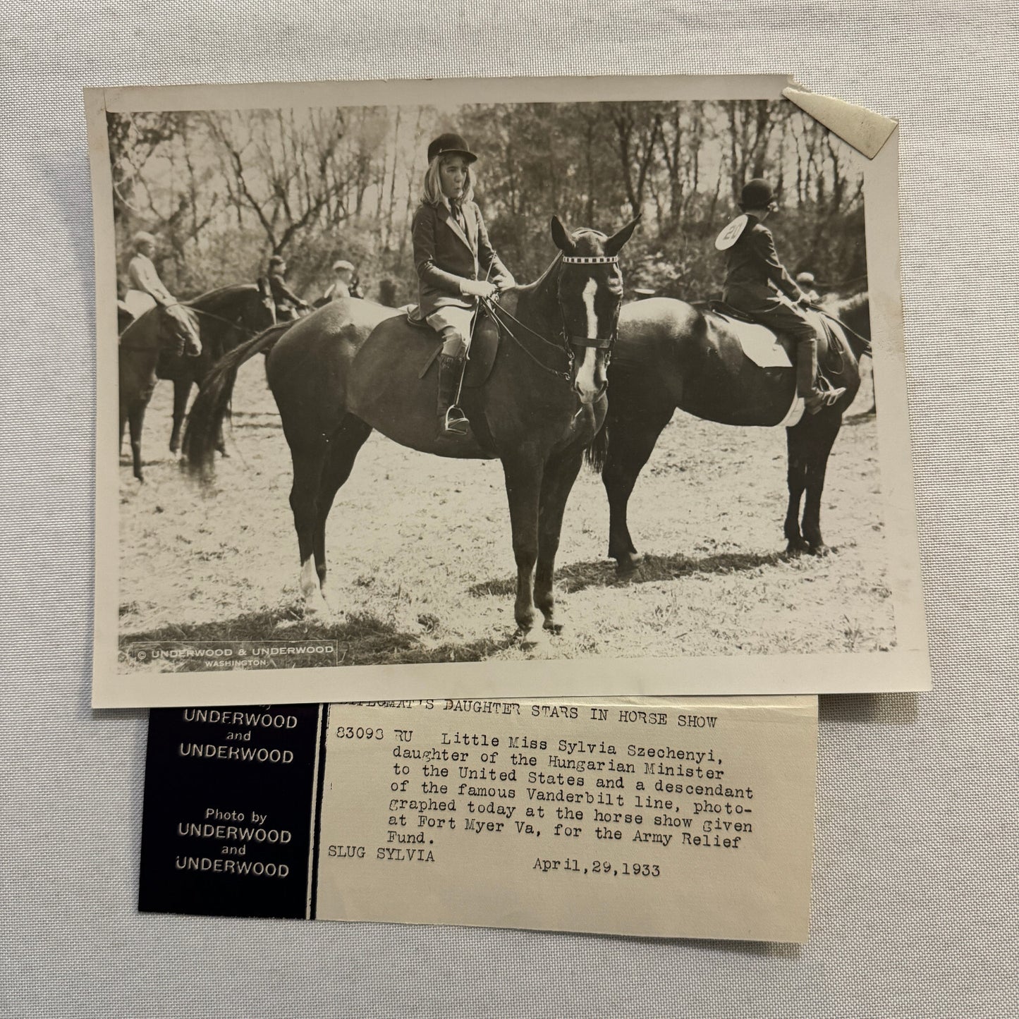 Vintage Press Photo Photograph Daughter Hungarian Minister to the USA on Horse