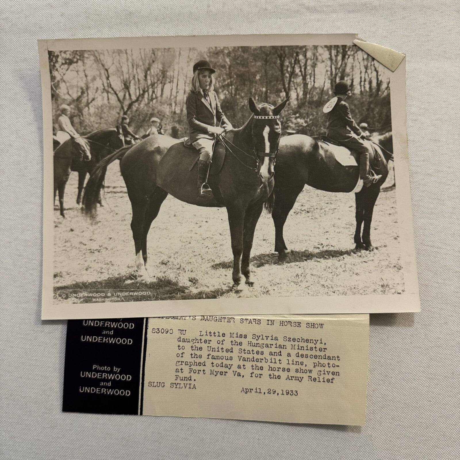 Vintage Press Photo Photograph Daughter Hungarian Minister to the USA on Horse