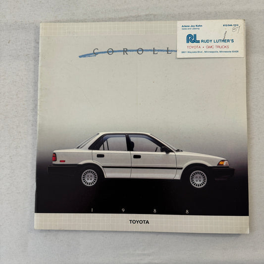 1988 Toyota Corolla Car Sales Brochure Catalog Sport Wagon Sedan GT-S SR5