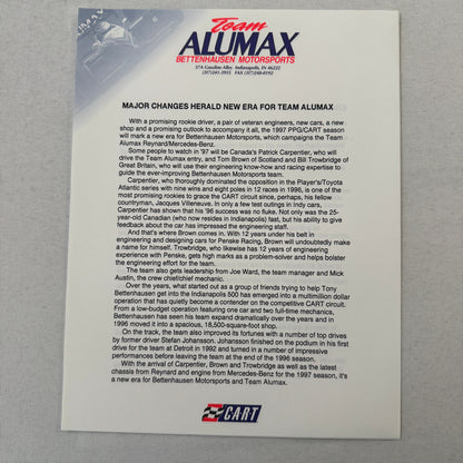 Bettenhausen Alumax Racing Press Kit Brochure 1997 CART Patrick Carpentier