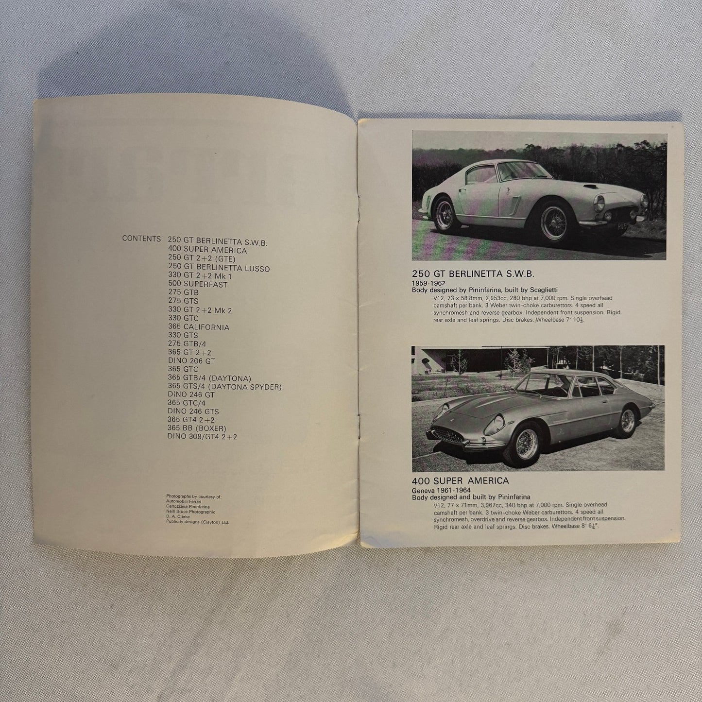Vintage Ferrari Maranello Concessionaires Dealership Brochure 250 GT 400