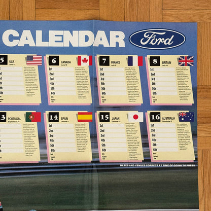 1989 Formula One Grand Prix Racing Calendar Poster Benetton Ford Car