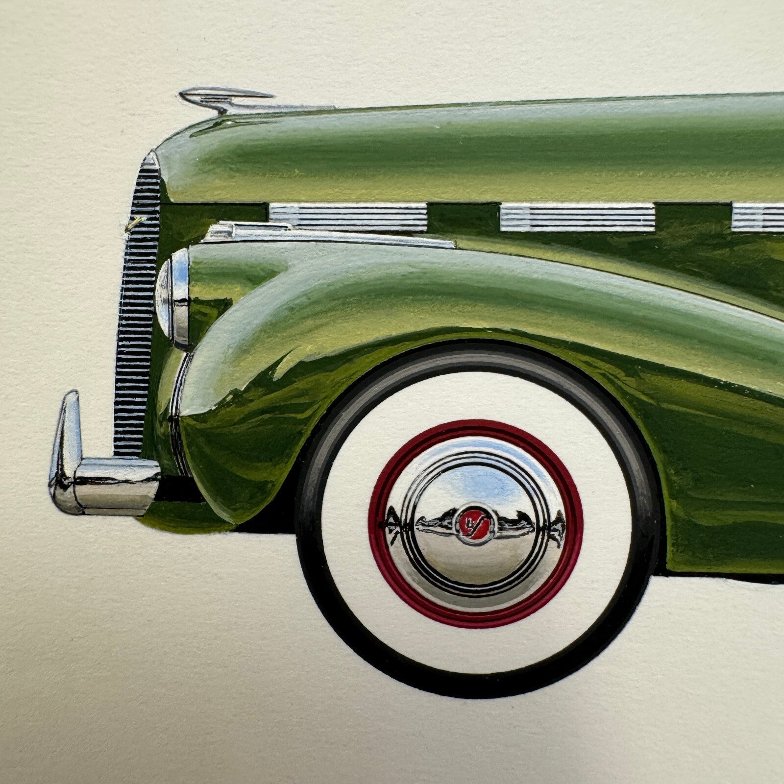 1940 LaSalle Series 52 Special Automobile Illustration Art Drawing Hand Drawn