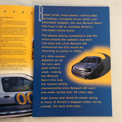 2000 Renault Sport Clio Cup Racing Car Sales Brochure Catalog