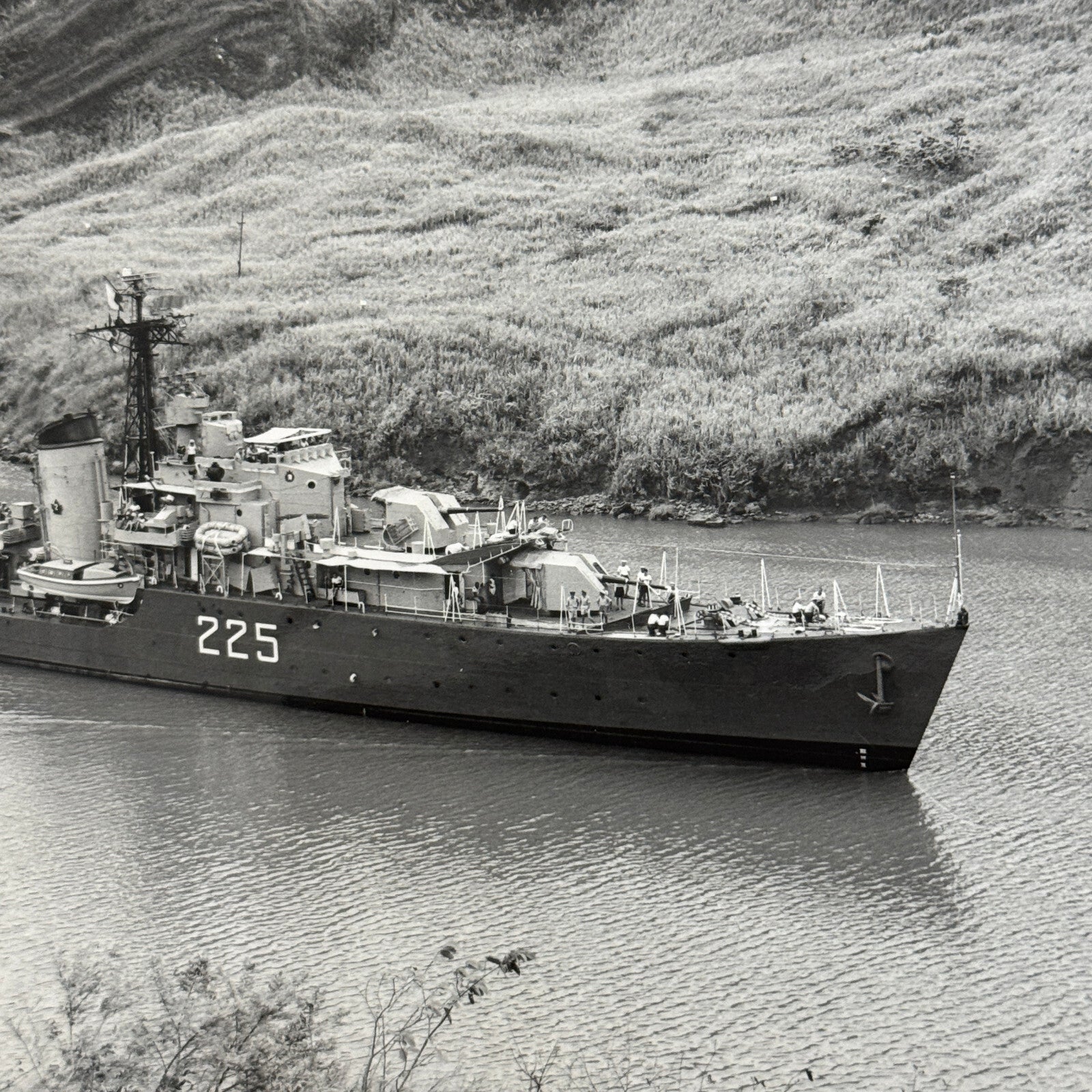 Vintage Military Boat Ship Photo Photograph Print HMCS Sioux Panama Canal 1956