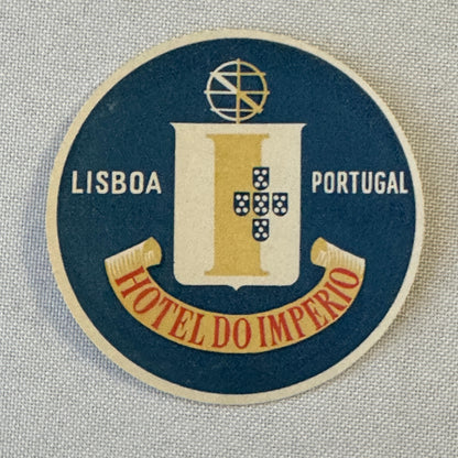 Vintage Hotel Travel Luggage Label Hotel Do Imperio Lisboa Portugal