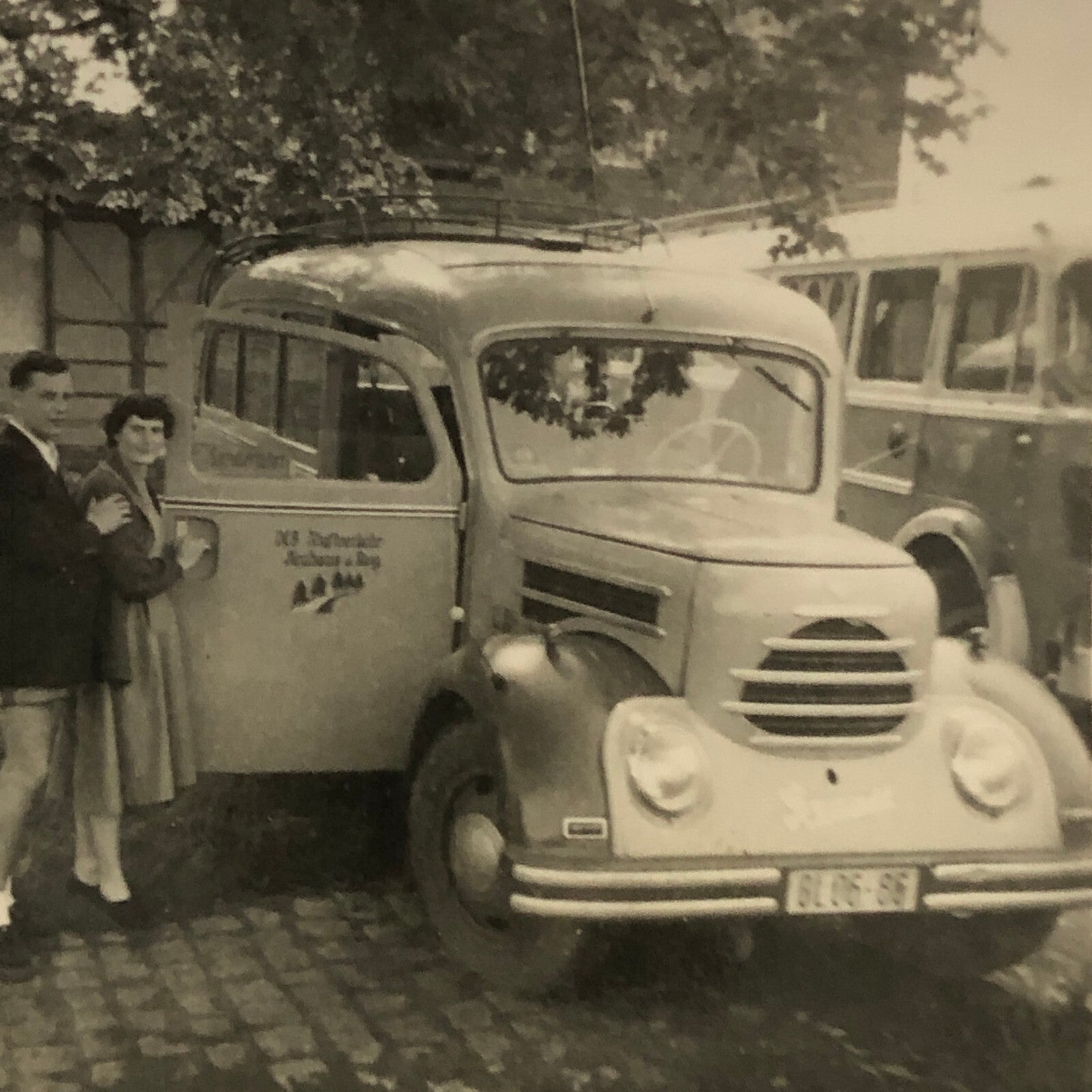 Vintage Bus Truck Photo Photograph Snapshot Lot of 2 Germany - Tag AL22SM2