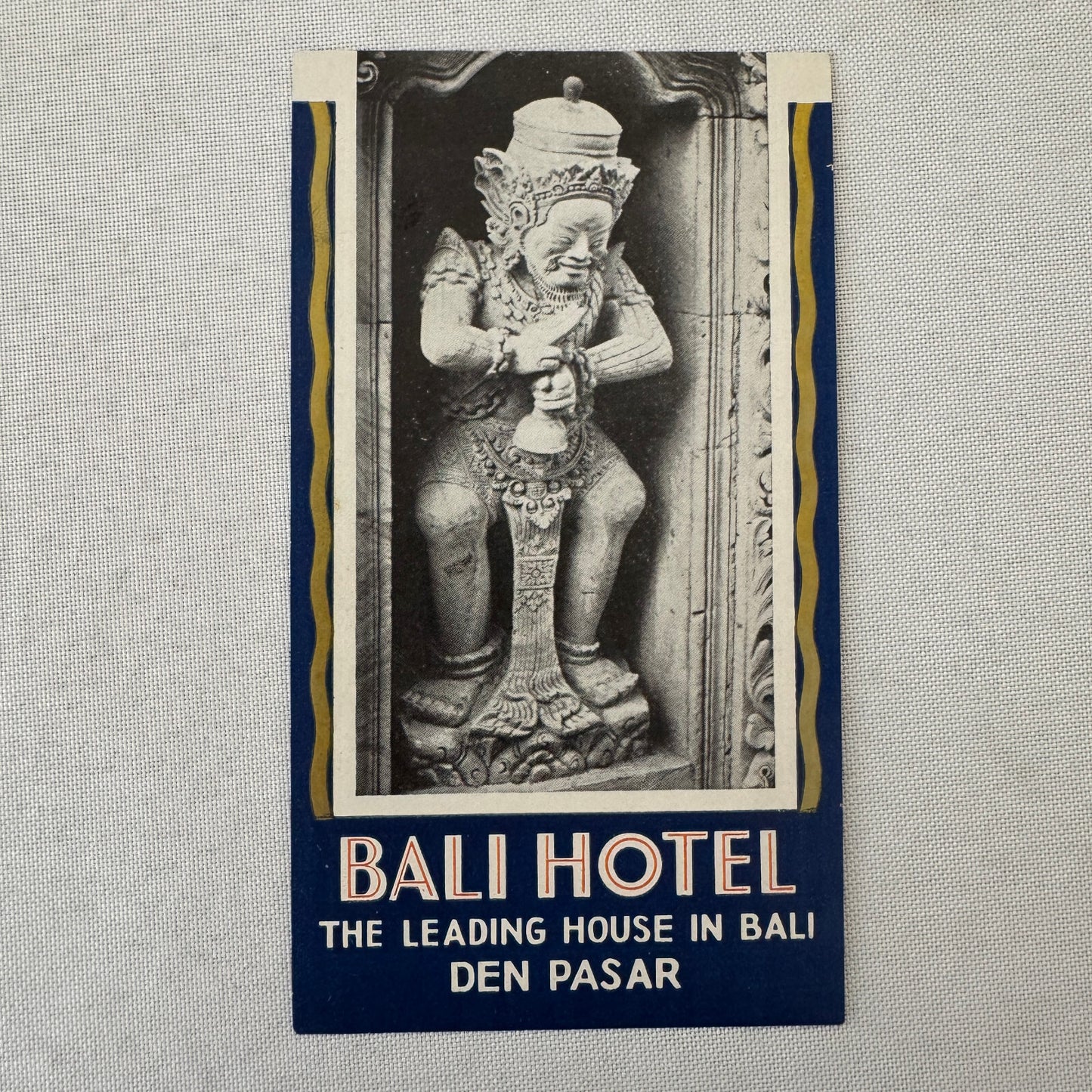 Vintage Hotel Travel Luggage Label Bali Hotel Den Pasar Indonesia