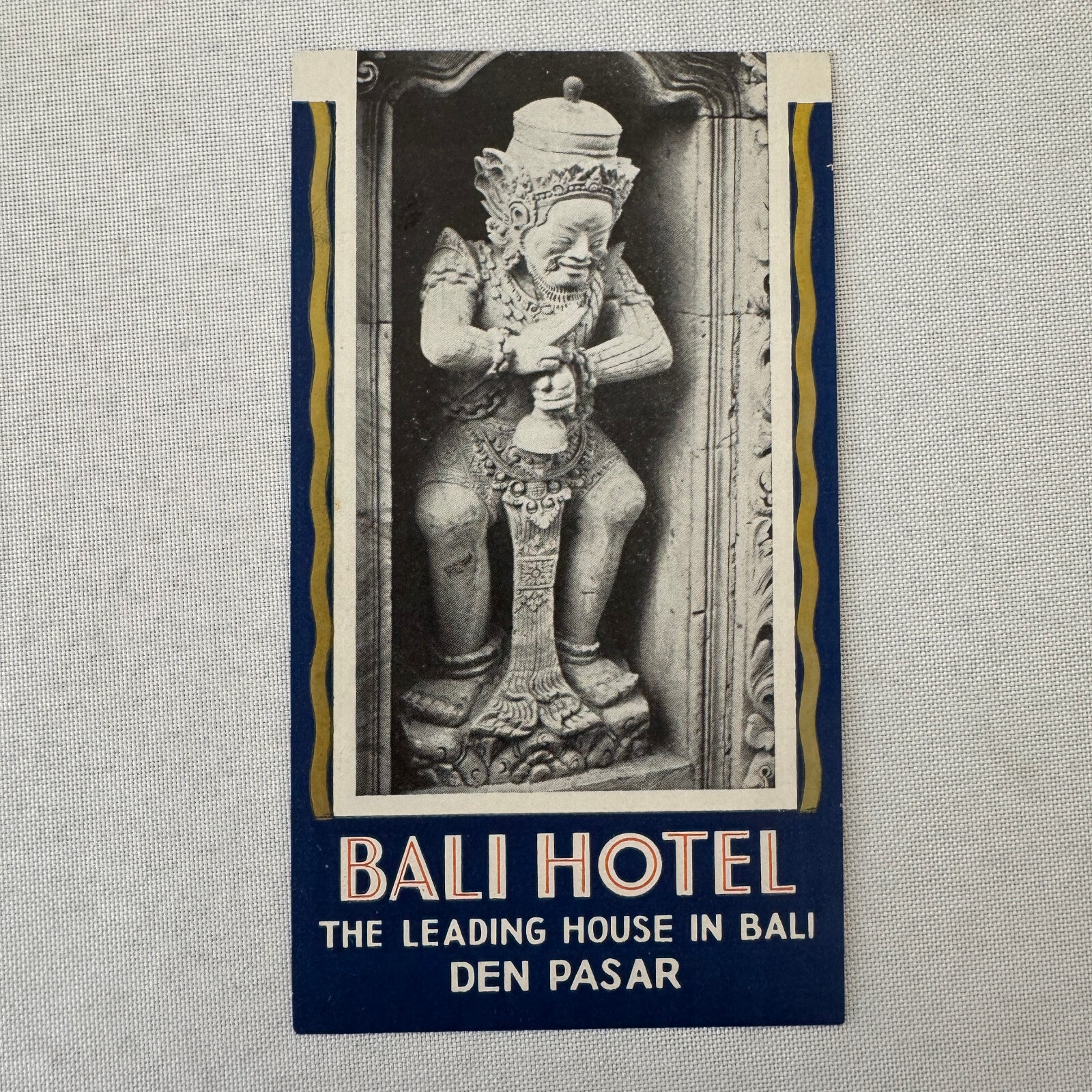 Vintage Hotel Travel Luggage Label Bali Hotel Den Pasar Indonesia
