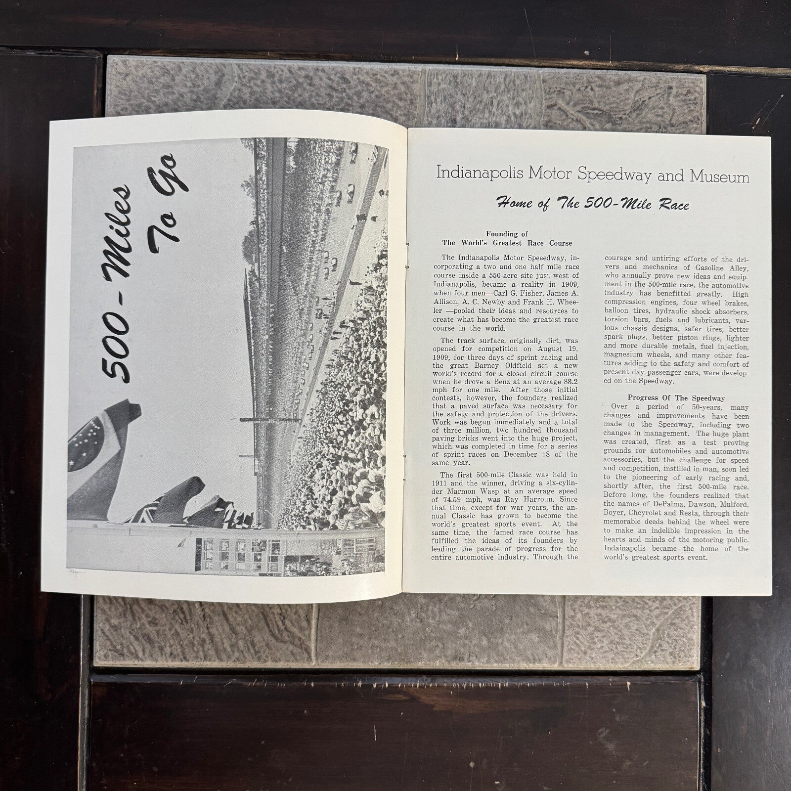 Vintage Indianapolis Motor Speedway Souvenir Brochure Program History Indy