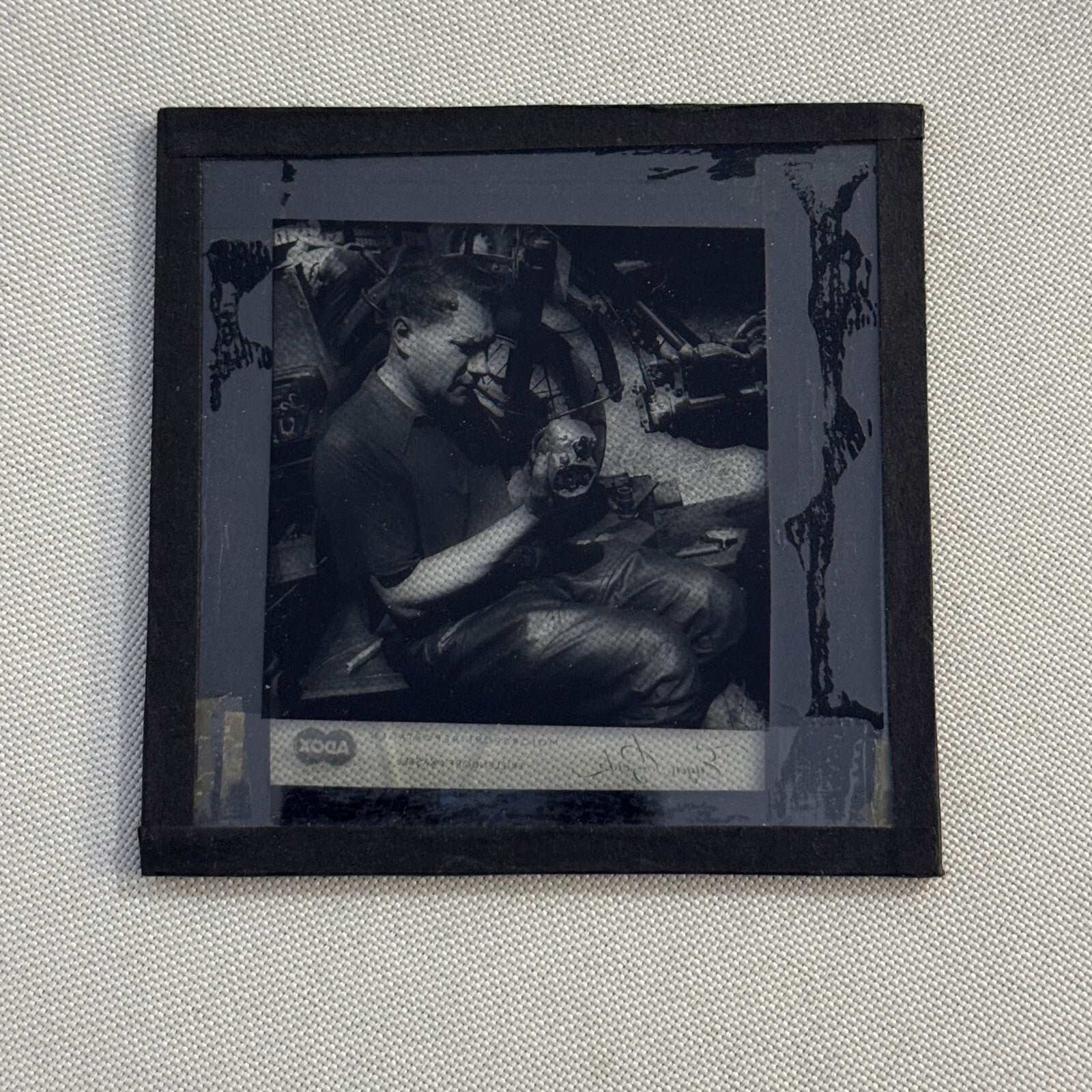 Antique Glass Plate Lantern Slide Motorcycle Sidecar Racing Hein Thorn Prikker