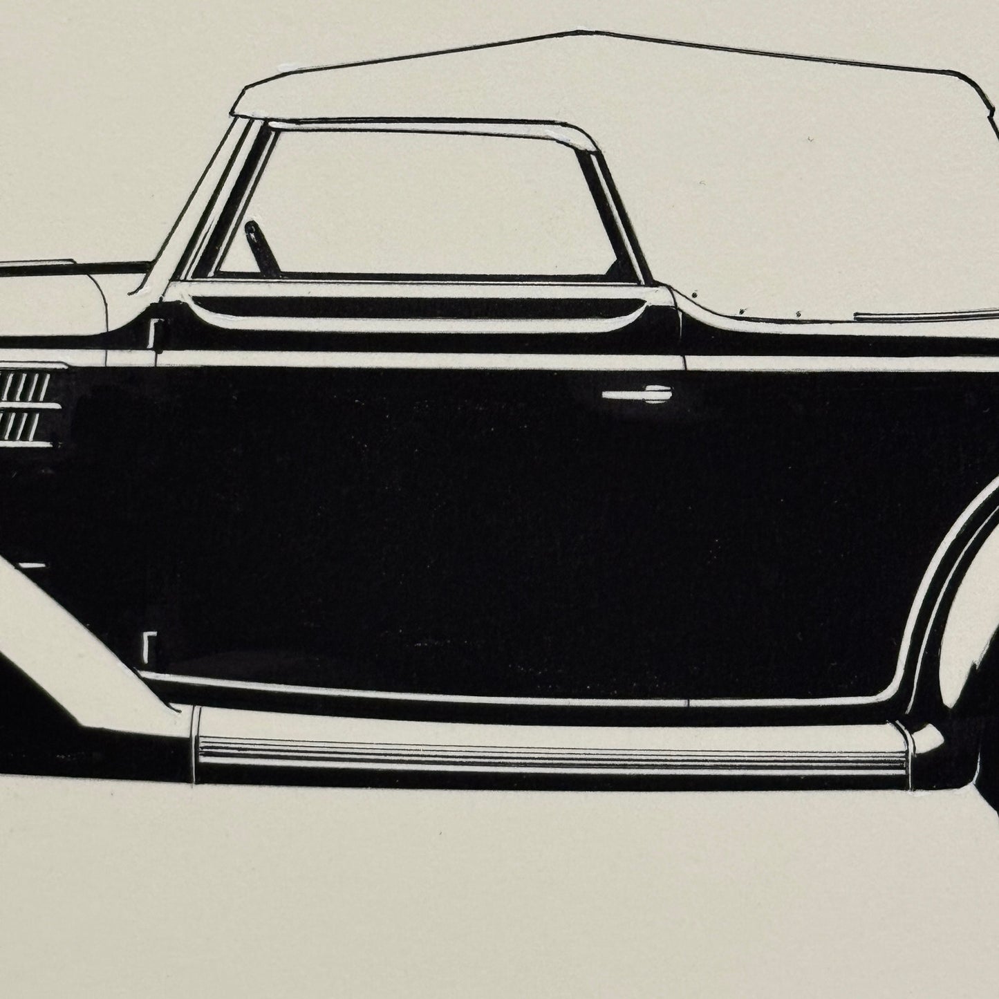 1936 Ford Club Cabriolet Automobile Illustration Art Drawing Hand Drawn
