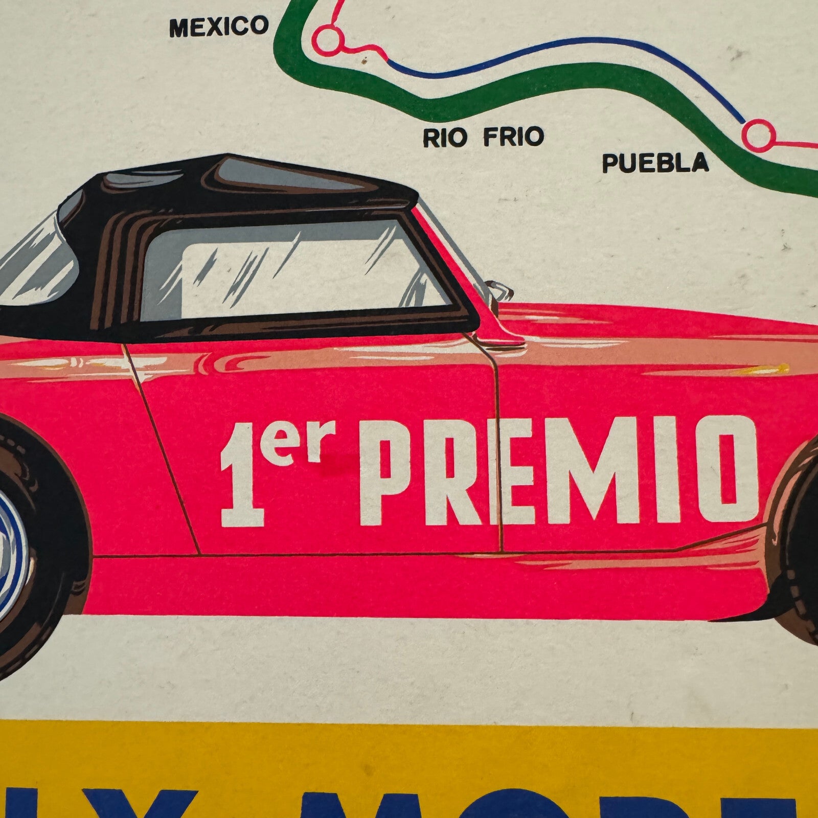 Vintage Poster Austin Healey Sprite Automovil Club Mexico Rally Morelos Racing