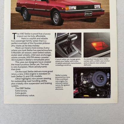 Vintage Stellar II Car Sales Sheet Brochure Canadian Market