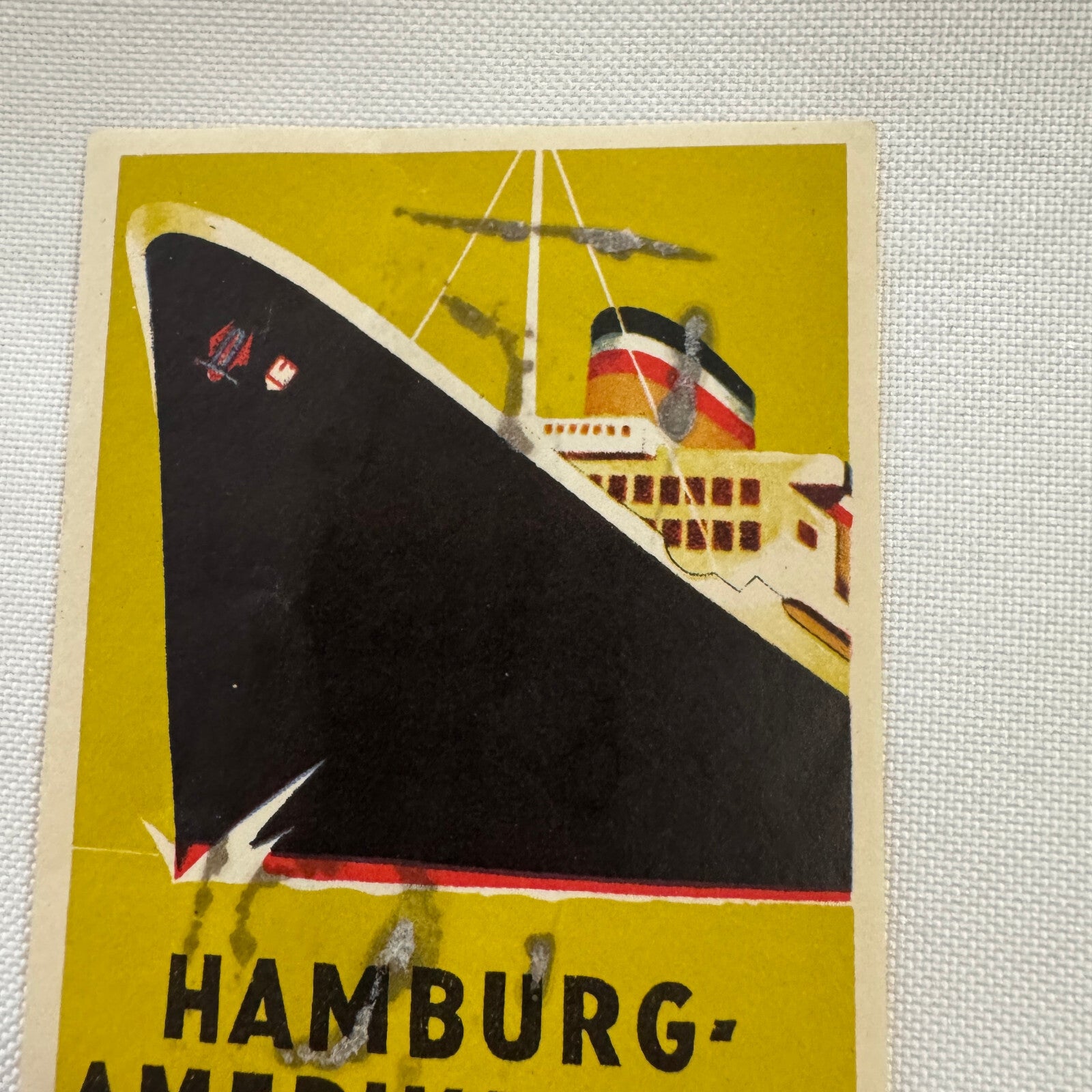 Vintage Hamburg Amerika Linie Hamburg America Line Cruise Ship Luggage Label