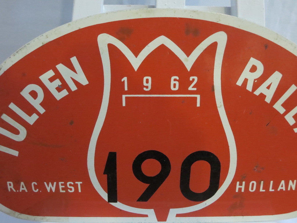 Vintage 1962 Tulpen Rallye Car Club Rally Plate Plaque Sign Metal #190